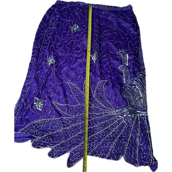 tan chho Women’s 100% Silk Beaded Purple Set Suit Costume Small Vintage 20s - Picture 13 of 13